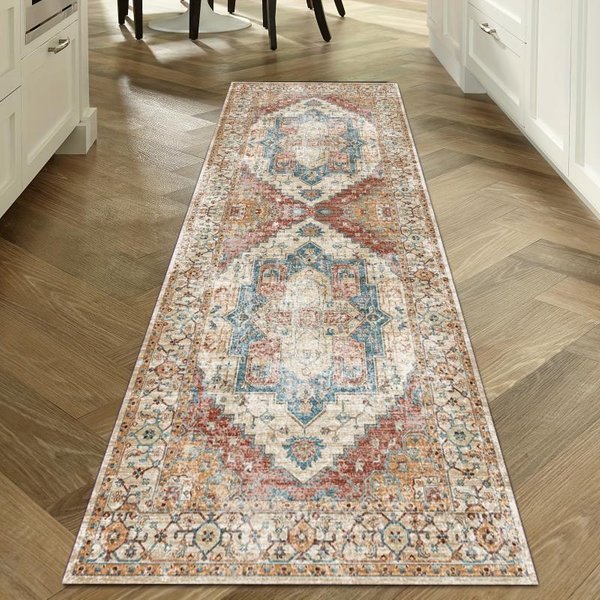 Bohemian Geometryczny Dywanik Biegacz AntypośLizgowy Mata PodłOgowa Do Kuchni Korytarza ŁAtwy Do Czyszczenia Dywan Do Sypialni Dekoracja Domu 60X200Cm 24X80Inch-image