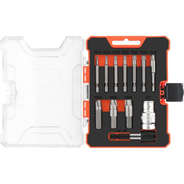 Juego De 12 Extractores De Tornillos DañAdos, Removedor Para Tornillos De Cabeza Barrida Tuercas Y Pernos Herramientas De Broca 12 Pcs-image