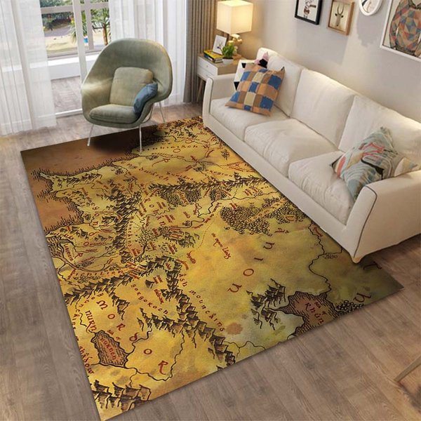 Alfombra De ÁRea Con PatróN De Anillo Del Mapa De La Tierra Media, Alfombra Grande Para Sala De Estar, Dormitorio, Sofá, Felpudo Decorativo, Alfombra De Piso Antideslizante Para NiñOs 40X60Cm (16X24In)-image
