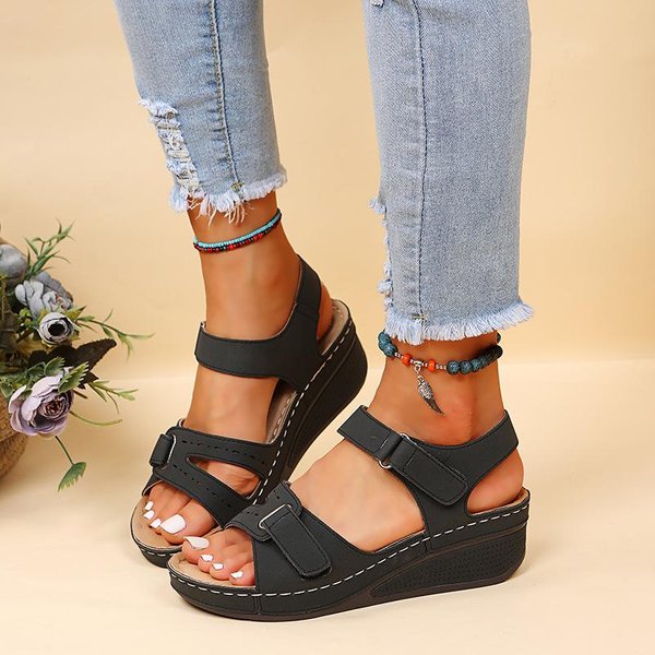 Sandalias De Mujer, Sandalias De TacóN De Verano, Zapatos De CuñA De Fondo Suave Para Mujer, Sandalias De Plataforma, Zapatos De Lujo Con TacóN 43 MarróN-image