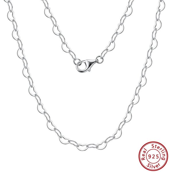 JoyeríA Plata De Ley S925 Collar Cadena En Forma De CorazóN Amor CorazóN De MelocotóN Cadena ClavíCula 40Cm White-image