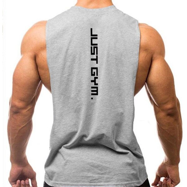 Ropa De Gimnasio Fitness Para Hombre Camisetas De Lados Cortados Culturismo Sisas Bajas Camisetas Sin Mangas Entrenamiento Chaleco Sin Mangas L Gris-image