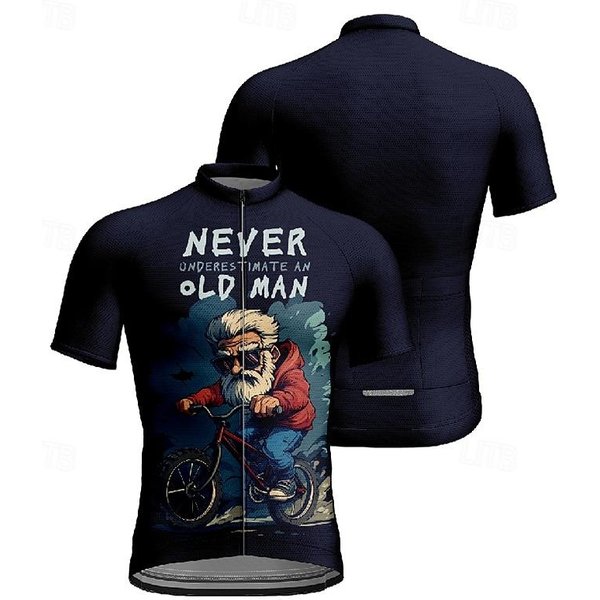 MęSka Koszulka Rowerowa Design Nigdy Nie Niedoceniaj Starego Wyjadacza KróTki RęKaw Koszulka Rowerowa Rower GóRski MTB OdprowadzająCa Wilgoć OddychająCa Odzież Sportowa M-image