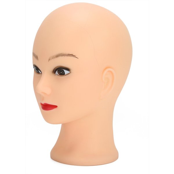 Cabeza De Maniquí Maquillaje PráCtica De Entrenamiento Peluca Sombrero ExhibicióN Cabeza De Maniquí Calva 49 Cm Makeup Version-image