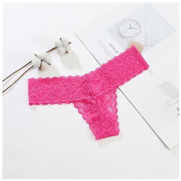 Damskie Koronkowe Majtki Bezszwowe Z Jedwabiu Lodowego Wygodne Majtki Bielizna Bikini Z Kwiatowym Brzegiem L RóżOwy-image