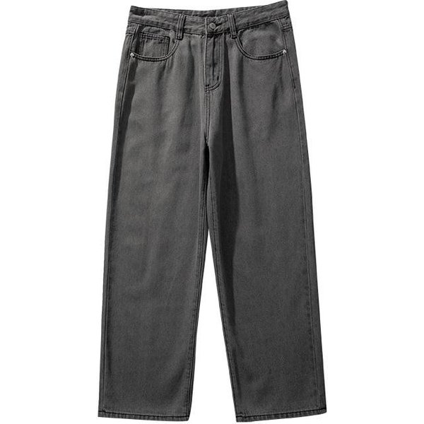 Nowe Letnie Czarne Retro Jeansy Spodnie MęSkie Proste LuźNe Spodnie 5XL Gray-image