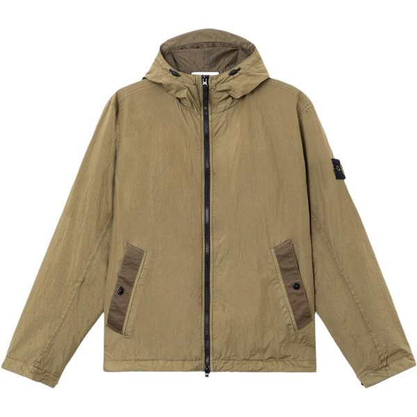 Stone Island Ss26 Jednokolorowa Wodoodporna Kurtka Z Kapturem I Zamkiem BłYskawicznym MęSka Kurtki L1S154100001S0A23-V005G L Beige-image