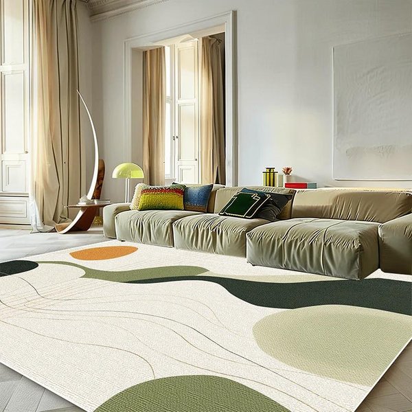 Alfombra Moderna Verde Minimalista Para SalóN 200X300 Alfombras De ÁRea Grande DecoracióN Dormitorio Suave EláStica Exterior Felpudos Lavable 140*200Cm-image