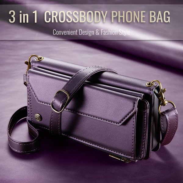 Etui Portfel Na Smyczy Crossbody Z Zamkiem BłYskawicznym Do Samsung Galaxy Z Fold 8 Ultra 7 6 5 4 3 Fold8 Fold7 Flip Slot Na Karty Pokrowiec Na Telefon Torba Galaxy Z Fold 8 Ultra Fioletowy-image