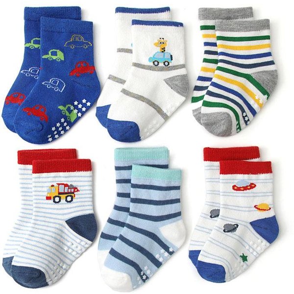 6 Pares Calcetines Antideslizantes Para NiñOs Estampado De Dibujos Animados Lindos Transpirables CóModos Calcetines De Piso Para NiñOs Para Todas Las Estaciones L 3-5Y 14-16Cm Blue-image