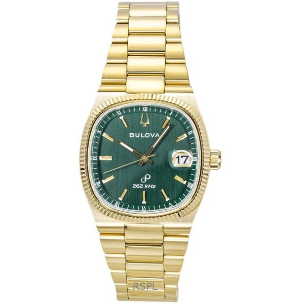 Bulova Super Seville Acero Inoxidable Tono Dorado Esfera Verde Cuarzo 97B237 Reloj Para Hombre Beige-image