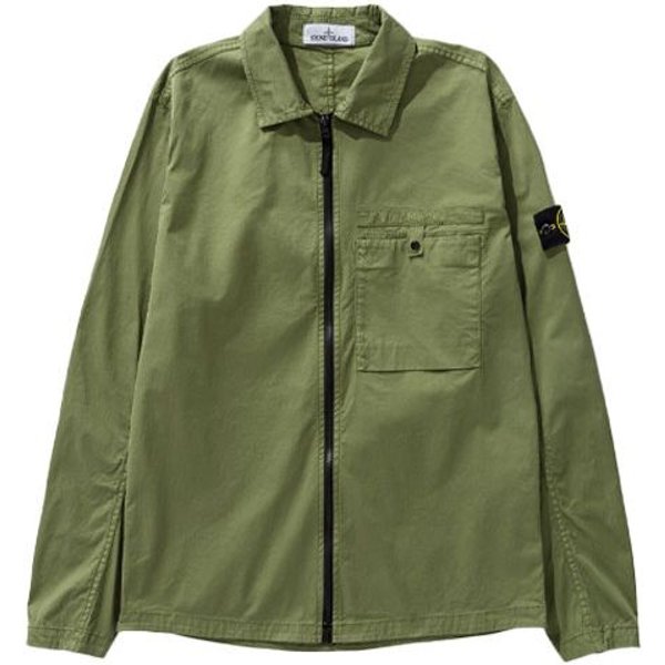 Stone Island FW22 Jedna Kieszeń Jednolity Kolor Haftowane Logo KołNierzyk Polo Kurtka Z DłUgim RęKawem Kurtka MęSka Wojskowy Zielony 761512619-V0058 XXL-image