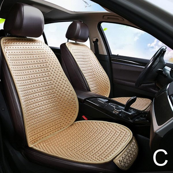 Letnie Pokrowce Na Siedzenia Samochodowe PrzóD Uniwersalny Coolcar Poduszka Na Siedzenie Mata Ice Silk Auto Pokrowiec Na Siedzenie Ochraniacz Tylnego Siedzenia Do Samochodu BeżOwy-image