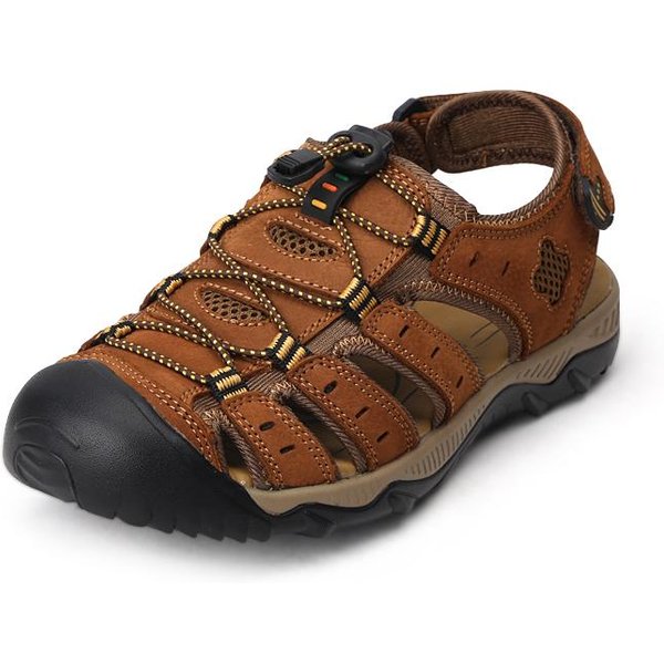 MęSkie SkóRzane SandałY Letnie MęSkie Outdoorowe ZamknięTe Palce Buty Wodoodporne Wszechstronne Wygodne AntypośLizgowe OddychająCe Buty Turystyczne 38 Brown-image