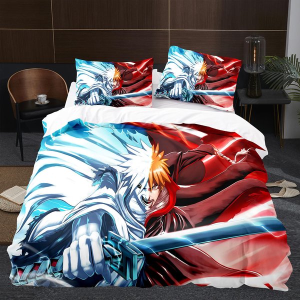 ColeccióN De Ropa De Cama Anime Bleach Colcha De Dibujos Animados Funda NóRdica Colecciones Con Ropa De Cama Individual Doble Queen King TamañO DecoracióN Del Hogar NiñOs Kawaii EU Single 135X200Cm-image