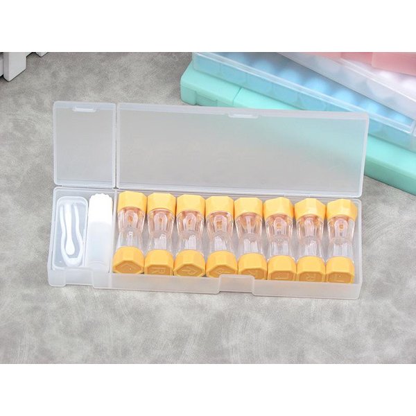 8 Pares Estuche Para Lentes De Contacto Soporte Viaje PortáTil PequeñO Lindo Transparente Contenedor Bolsa Para Gafas Estuche Almacenamiento Remojo Lentes De Contacto Naranja-image