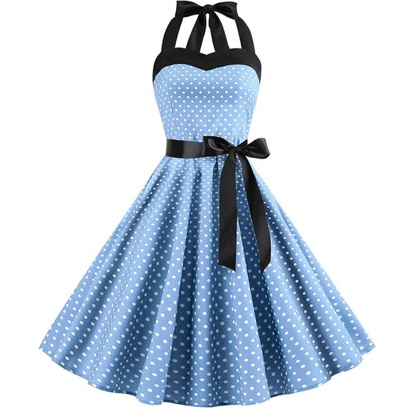 Seksowna Retro Czerwona Sukienka W Kropki Audrey Hepburn Vintage Halter Dress 50S 60S Gothic Pin Up Sukienka Rockabilly Plus Rozmiar Szata M Gray-image