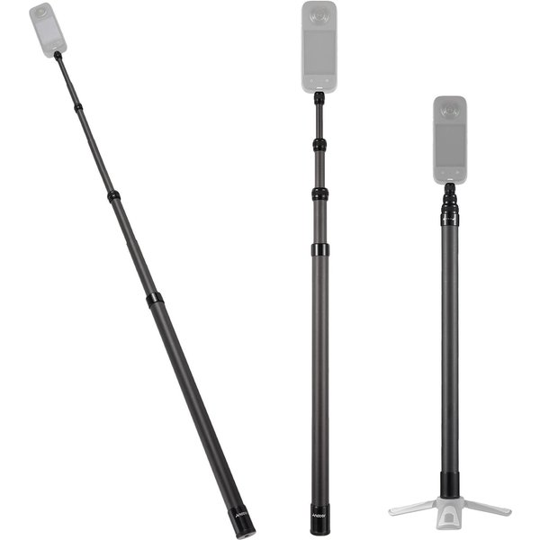 Andoer 2,1 Metros/82,6 Pulgadas Palo Selfie PortáTil TelescóPico Soporte Selfie Fibra De Carbono 3 Negro-image