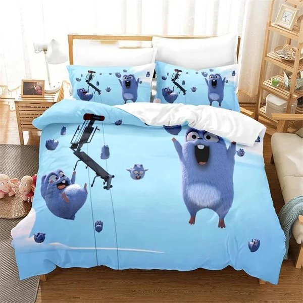 Zestaw PośCieli Z Nadrukiem 3D Grizzy I Lemingi Rozmiar King Queen Twin Poszewka Na KołDrę KołDra Pikowana Poszewka Na Poduszkę Dla ChłOpcóW Dziewczynek 70X133Cm 2Pcs-image