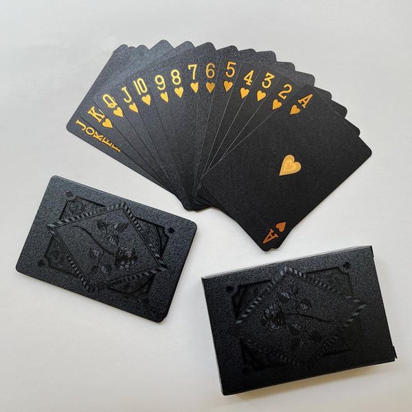 Color Negro Dorado Juego De Cartas Carta Cartas De Juego Impermeable PóKer Palo Magia Dmagic Paquete Juego De Mesa Regalo Coleccionar Uso PráCtico Black-image