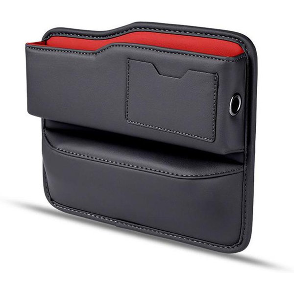 Organizador De Relleno De Espacio Para Asientos De AutomóVil, Relleno De Espacio Para Asientos De AutomóVil De Cuero Multifuncional, Almacenamiento Lateral De Consola AutomáTica 0 Negro Rojo-image