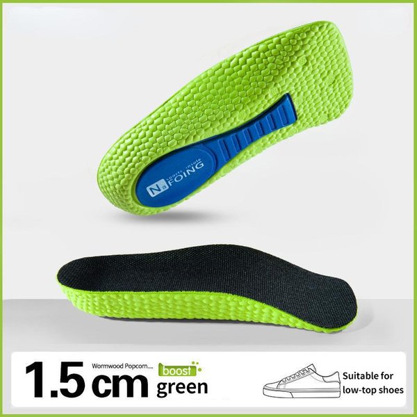 Plantillas De Espuma ViscoeláStica Para Aumento De Altura, Zapatos Para Hombres Y Mujeres, Plantillas Con Soporte Para Arco, Zapatillas, Almohadillas Para Zapatos Para Levantar El TalóN 2.5CM Verde-image