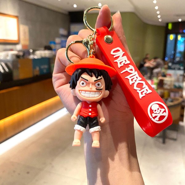 Idealny Nowy KreskóWkowy Breloczek Do Kluczy One Piece Luffy Zoro Nami Usopp Chopper Robin Franky Brook Jinbe Model Dla Dzieci Ucznia Wisiorek Do Torby Red-image