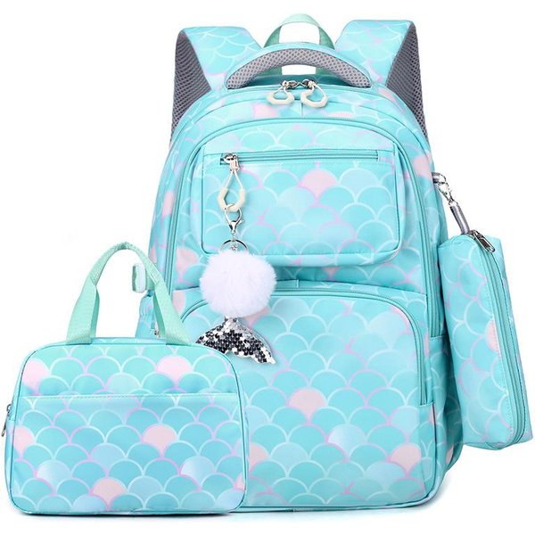 Mochila Escolar Primaria Para NiñAs Mochila Escolar Estudiante De Secundaria Mochila Linda Elegante Con Bolsa De Almuerzo TéRmica Estuche Para LáPices Set-image