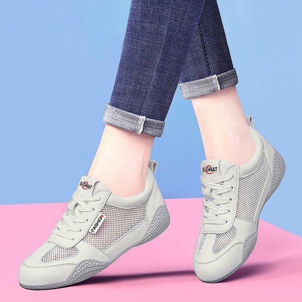 Nuevos Zapatos De Mujer De Primavera Malla Transpirable Zapatos De Plataforma VersáTiles Casuales Para Mujer Zapatos Deportivos Ligeros Zapatos Blancos PequeñOs 40 White-image