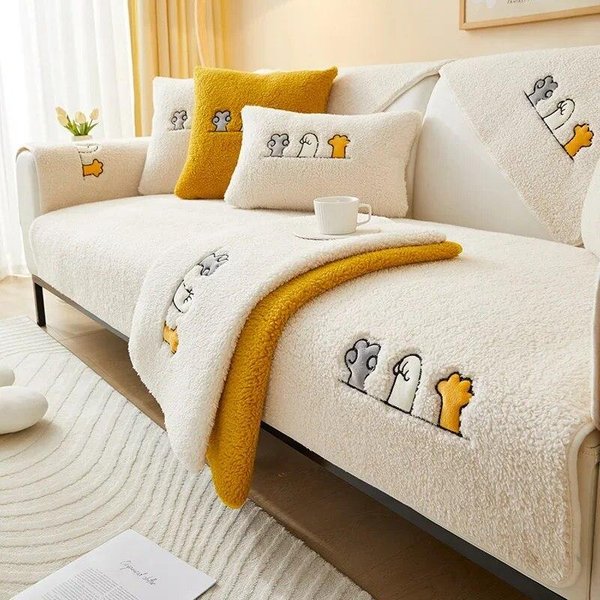 CojíN De Sofá De Felpa Grueso, Toalla De Sofá Universal CáLida, Fundas De Sofá Suaves Y Lisos, Respaldo, Reposabrazos, Toallas Para DecoracióN Para Sala De Estar A 70X70Cm 1Pc-image