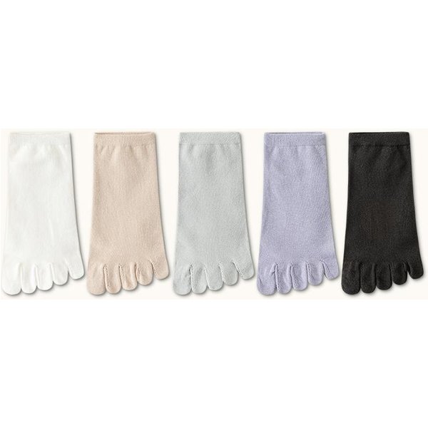 5 Pares Calcetines De Cinco Dedos Para Mujer Calcetines Para Dedos Con Dedos Separados AlgodóN De Alta Calidad Mujer Calcetines De Tobillo Yoga Deportes White-image