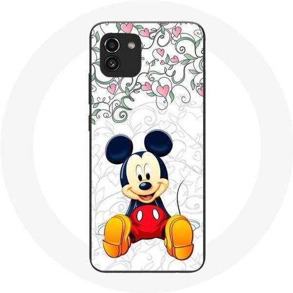 Funda - Maniacase - Samsung Galaxy A03 - Silicona - Flexible - Mickey Mouse Flores Corazones Negro-image