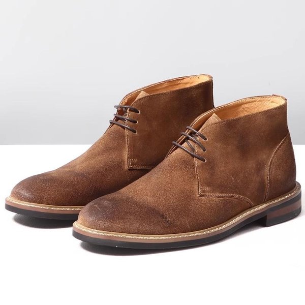 MęSkie Buty Pustynne Vintage Jednokolorowe SkóRa Zamszowa MęSkie Codzienne KróTkie Buty OkrąGłY Nosek Sznurowane Buty Do Chodzenia Dla MężCzyzn Jesienne Buty 41 Brown-image