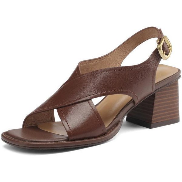 Sandalias De Mujer Moda Tira Cruzada Punta Abierta TacóN Alto 2026 Alta Calidad Suaves CóModas Casual VersáTiles Sandalias De TacóN Alto 38 MarróN-image