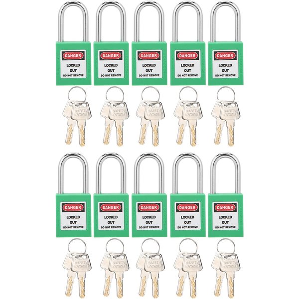 10 ZestawóW 38Mm Blokada Tagout KłóDka TrwałA Nylonowa Konstrukcja Izolacyjna Odporna Na Korozję KłóDka Z 20 Zielony-image