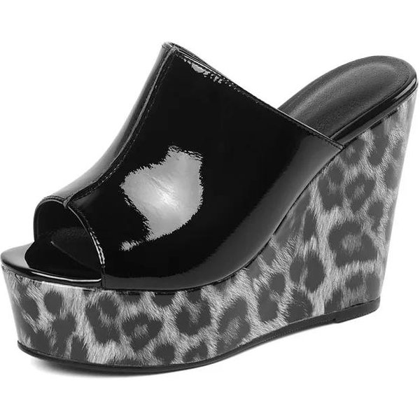 Zapatos Femeninos Puntera Descubierta Zapatillas De Mujer Para Exterior Casual Zapatillas De Mujer Punta Redonda CuñAs Super Altas Tallas Grandes Sandalias De Mujer 42 Negro-image