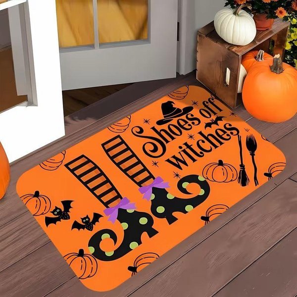Halloween Czarny Kot Duch Dynia Wycieraczka AntypośLizgowy Dywanik WejśCiowy Weranda Drzwi Frontowe Dekoracja ZewnęTrzna Domu 60X90Cm 24X36Inch-image