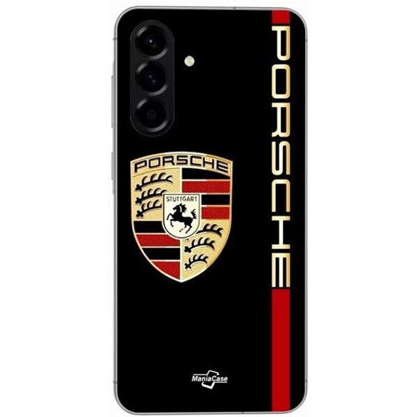 Etui - Maniacase - Samsung Galaxy A36 - Silikonowe - Logo Porsche - MięKkie Czarny-image