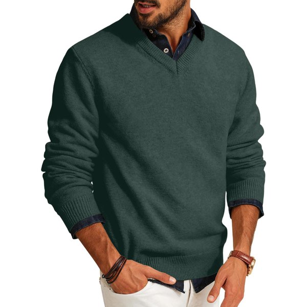 SuéTeres De Cuello En V Para Hombre Casual Punto Ligero SuéTer De Vestir Manga Larga Ajustado OtoñO Invierno Jersey M-image
