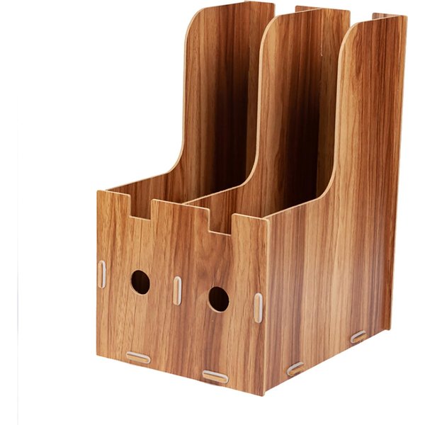 Revistero Soporte Organizador Clasificador De Archivos Oficina Hogar Escritorio Caja De Almacenamiento Madera De Cerezo Brown-image