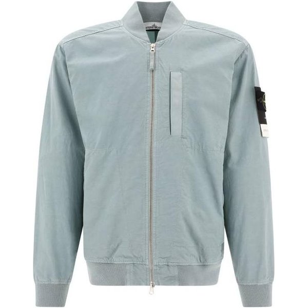 Stone Island Ss23 Jednolity Kolor Naszywka Z Logo Kurtka Na Zamek MęSkie Kurtki BłęKitny 781542629-V0041 XL Gray-image