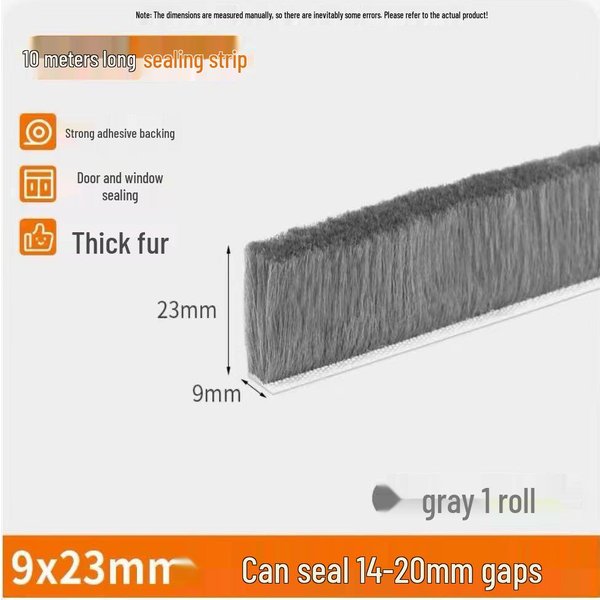 Samoprzylepna Uszczelka Szczotkowa DźWięKoszczelna I Wiatroszczelna Do Okien I Drzwi Przesuwnych 9Mm*23Mm Gray 10M-image