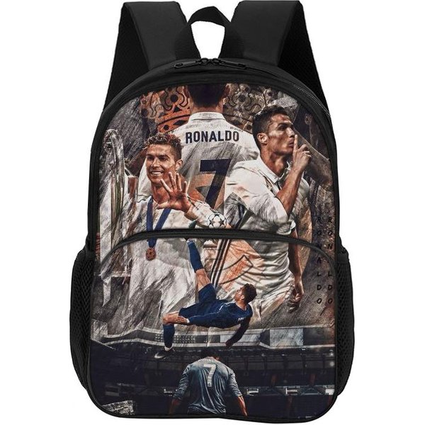 Mochila Con Bolsillo Frontal Ronaldo Estudiantes Estrella De FúTbol Mochila Para NiñAs NiñOs Mochila Escolar CR Viaje Mochilas Escolares Para NiñOs-image