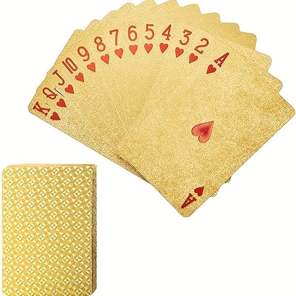 Naipes De PVC Impermeables Y Antiflexibles De LáMina Dorada, Adecuados Para Reuniones Familiares, Juegos De Fiesta, Regalos Para Navidad, Halloween, Pascua Beige-image
