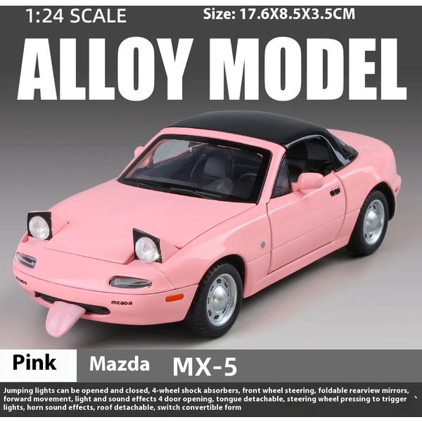 1:24 Mx-5 Miniaturowy Metalowy Odlew Diecast Model Samochodu DźWięK I ŚWiatłO Drzwi Otwierane Kolekcja Prezent Dla ChłOpcóW C375 White-image