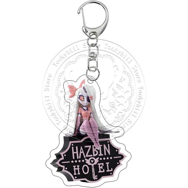 Hazbin Hotel Akrylowy Breloczek Postacie Z Anime KreskóWek Alastor WzóR Vaggie Dekoracja Breloczek ACG Wisiorek Do Torby Prezent Urodzinowy 5Cm White-image