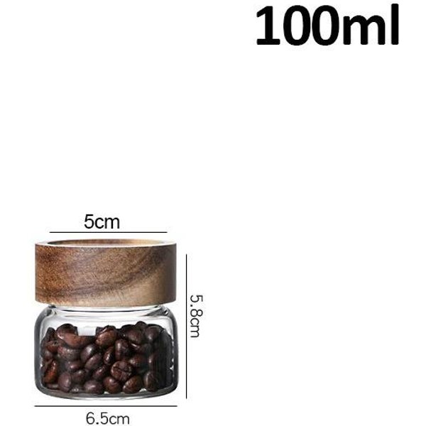 Tapa De Madera Tarro De Vidrio Transparente Con Sello Tarro Sellado Para Almacenar Granos De Café Botella De Almacenamiento De Cocina Contenedor Sellado Para Alimentos Té Grano De Café-image
