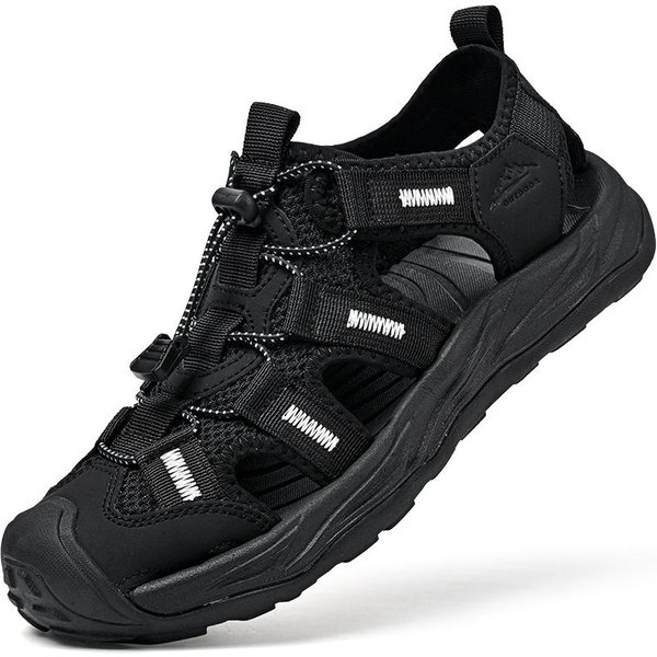 DużE OddychająCe SandałY MęSkie Letnie MęSkie SandałY PlażOwe Outdoorowe SandałY MęSkie Buty 45 Black-image
