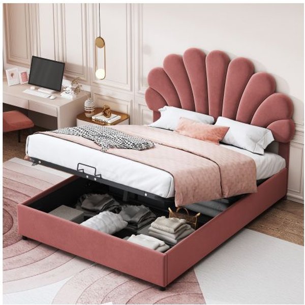 Cama Capitoné - Muvoe - 140X200 Cm - Cabecero Regulable - Almacenamiento Integrado - Terciopelo Suave-image