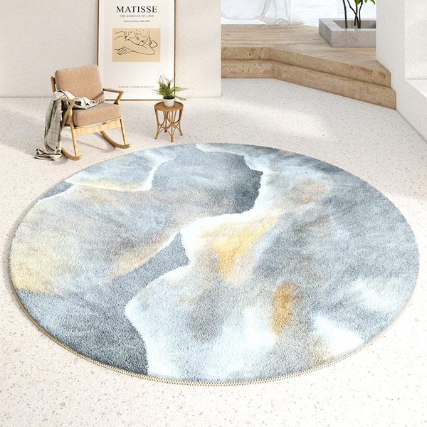 Nowoczesne Luksusowe Dywany Do Sypialni Puszyste MięKkie Dekoracja Salonu Dywan Minimalistyczna Abstrakcja Dywan Do Salonu OkrąGłA Pluszowa Mata PodłOgowa 80X80Cm-image
